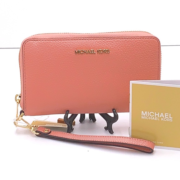 MICHAEL KORS LARGE FLAT MULTIFUNCTIONAL PHONE CASE SUNSET ROSE COLOR - Picture 2 of 14